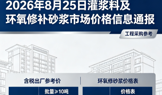 东昌府2026年8月25日灌浆料及环氧修补砂浆市场价格信息通报